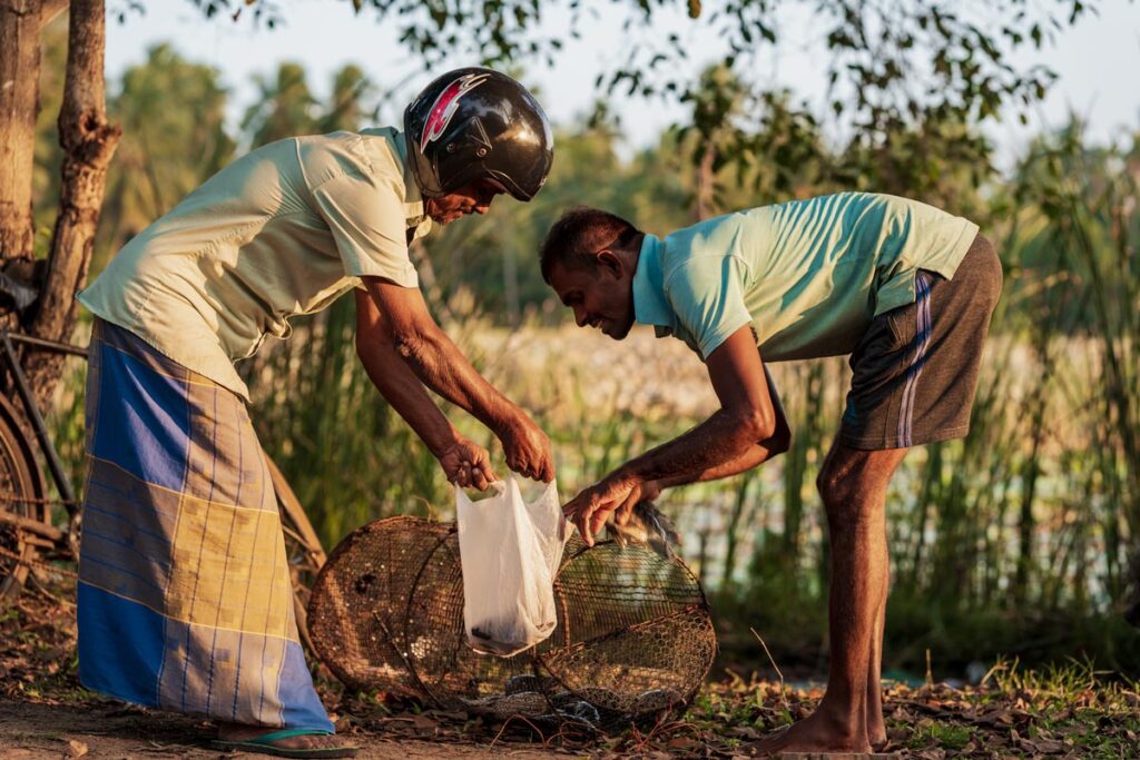 Haggling over freshly caught fish in Sri Lanka