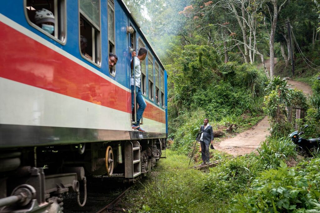Train going through the jungle in Sri Lanka